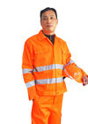 Πορτοκαλιές υψηλές στολές εργασίας διαφάνειας με το βαρέων καθηκόντων διπλής κατεύθυνσης φερμουάρ και τις με καουτσούκ μανσέτες 